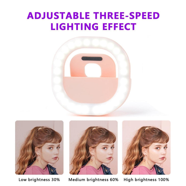 Luce di riempimento del telefono cellulare Ricaricabile Clip Ring Selfie Light, White, Pink, Blue