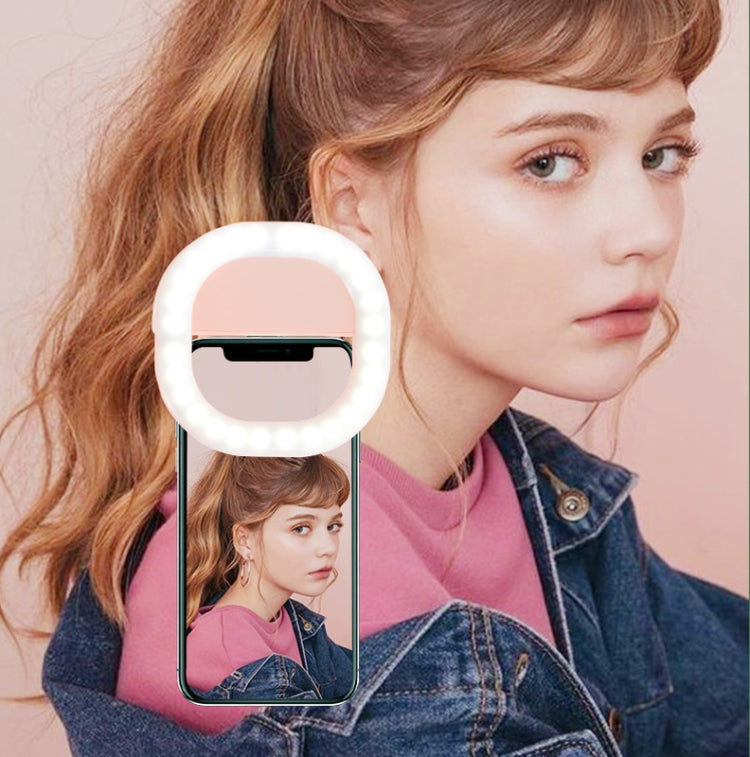 Luce di riempimento del telefono cellulare Ricaricabile Clip Ring Selfie Light, White, Pink, Blue