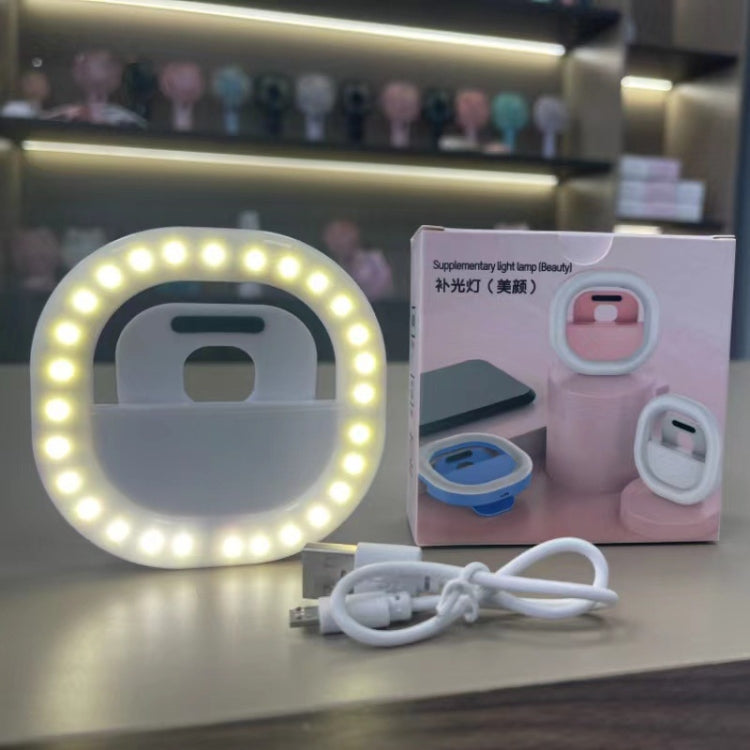 Luce di riempimento del telefono cellulare Ricaricabile Clip Ring Selfie Light, White, Pink, Blue