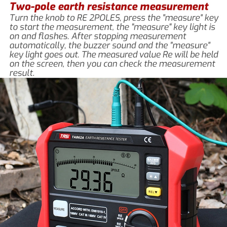 TASI TA862A Tester per resistenza di terra Misurazione della tensione di messa a terra Misuratore di resistenza digitale ad alta precisione, TA862A