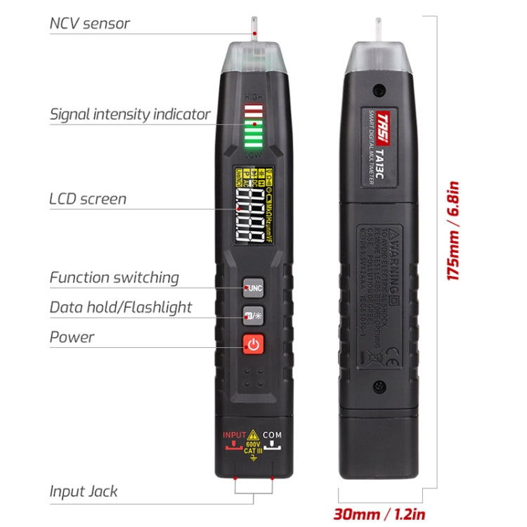 TASI TA13C Smart Pen Multimeter Multimetro digitale portatile compatto ad alta precisione, TA13C