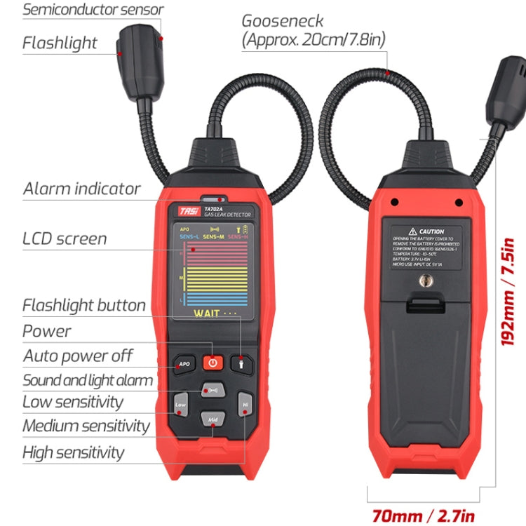 Rilevatore di gas Cumbelo Strumento portatile per il test del gas Detective per la scoperta del gas naturale, TASI TA702A Simulation Bar Display, TASI TA702B Simulation Bar+Digital Display