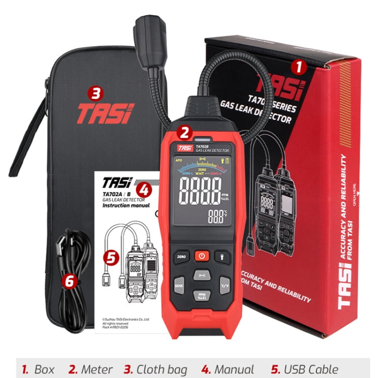 Rilevatore di gas Cumbelo Strumento portatile per il test del gas Detective per la scoperta del gas naturale, TASI TA702A Simulation Bar Display, TASI TA702B Simulation Bar+Digital Display