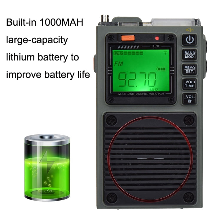 HanRongda HRD-787 Scheda Bluetooth portatile a banda intera ad alte prestazioni Radio di illuminazione a LED di avviso SOS, HRD-787