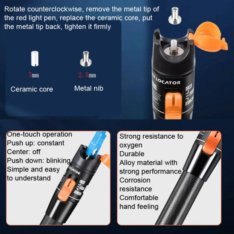 Penna per test a luce rossa in fibra Sorgenti di luce rossa tramite penna ottica Rilevamento di fibre ottiche, 5MW, 10MW, 20MW, 30MW, 50MW