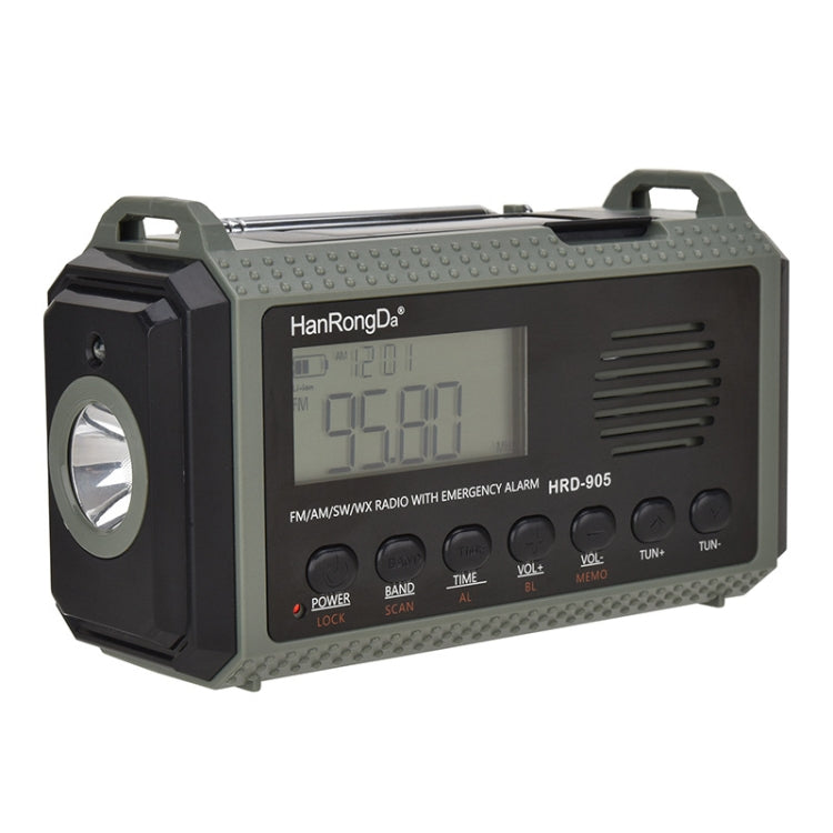 HanRongda HRD-905 Ricarica solare Illuminazione a LED Generazione Prevenzione dei disastri Emergenza Radio a banda intera, HRD-905 Army Green, HRD-905 Yellow Green