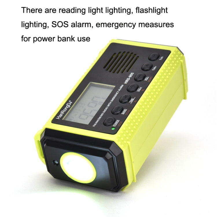 HanRongda HRD-905 Ricarica solare Illuminazione a LED Generazione Prevenzione dei disastri Emergenza Radio a banda intera, HRD-905 Army Green, HRD-905 Yellow Green