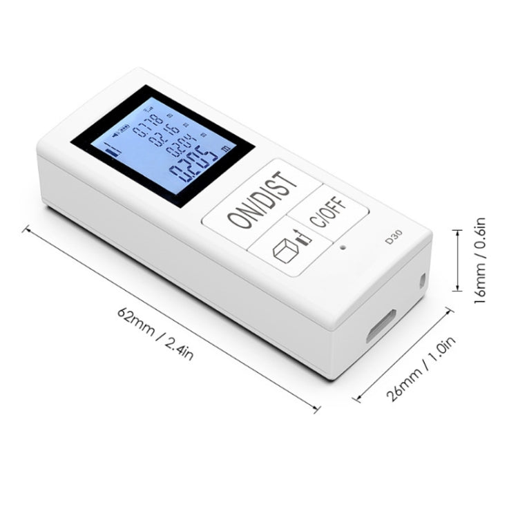 Mini telemetro elettronico a infrarossi ricaricabile portatile da 30 m, White