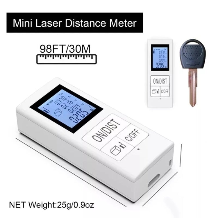 Mini telemetro elettronico a infrarossi ricaricabile portatile da 30 m, White