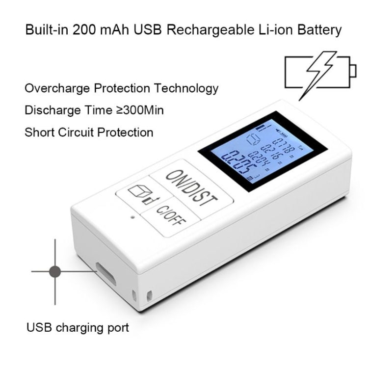 Mini telemetro elettronico a infrarossi ricaricabile portatile da 30 m, White