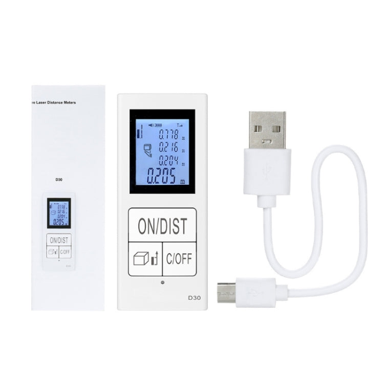 Mini telemetro elettronico a infrarossi ricaricabile portatile da 30 m, White