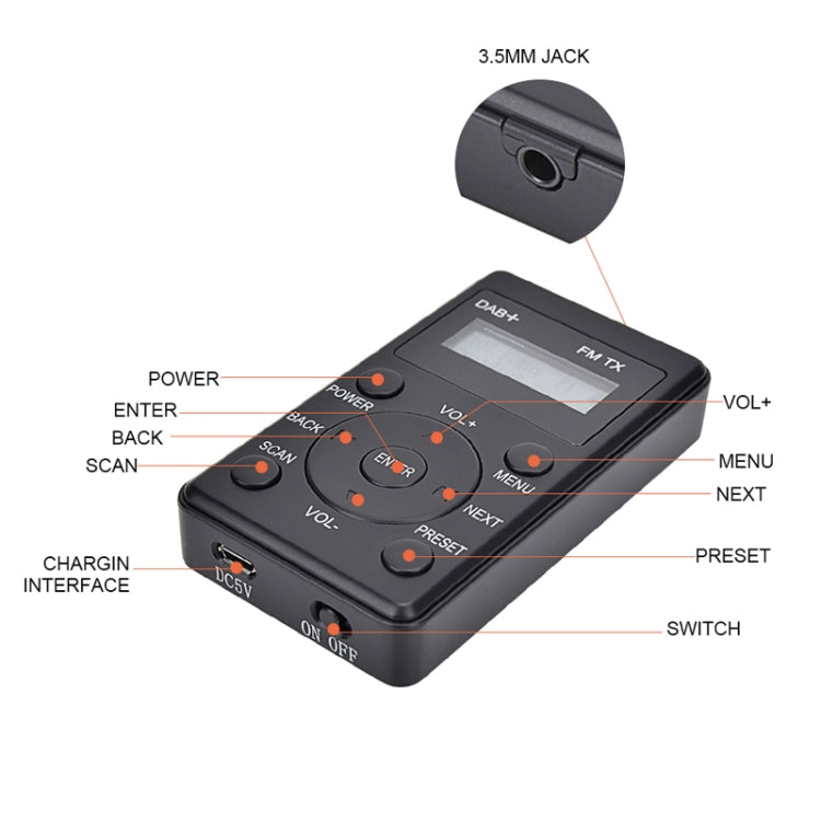Display digitale portatile HanRongda HRD-100 Radio DAB+ / DAB / FM, HRD-100