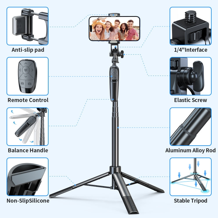 Pixel ST2 1.6m Anti Shake Selfie Stick Testa Treppiede Portatile Pieghevole Telecomando Supporti per foto all'aperto, ST2