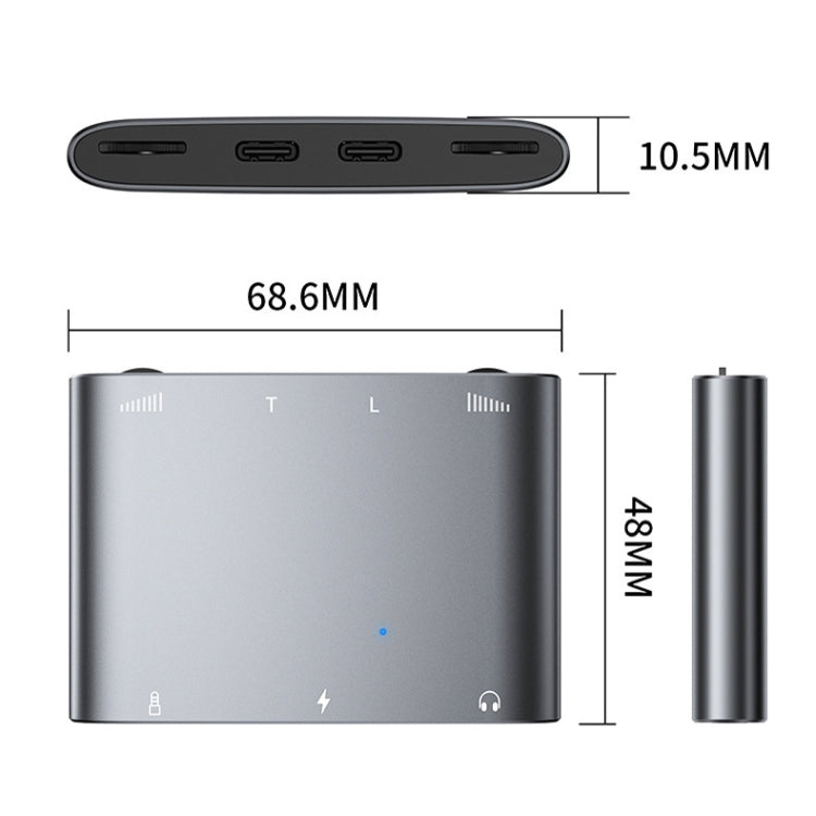 Convertitore live per scheda audio stereo a doppio canale 2 in 1 8 pin + tipo C / USB-C, 2 In 1