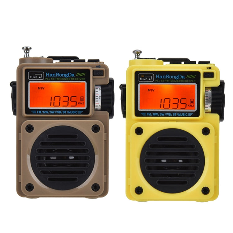 HanRongda HRD-701 Radio portatile a banda intera Subwoofer Bluetooth TF Card Display digitale Radio, HRD-701 Yellow, HRD-701 Khaki