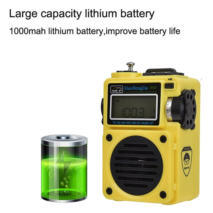HanRongda HRD-701 Radio portatile a banda intera Subwoofer Bluetooth TF Card Display digitale Radio, HRD-701 Yellow, HRD-701 Khaki