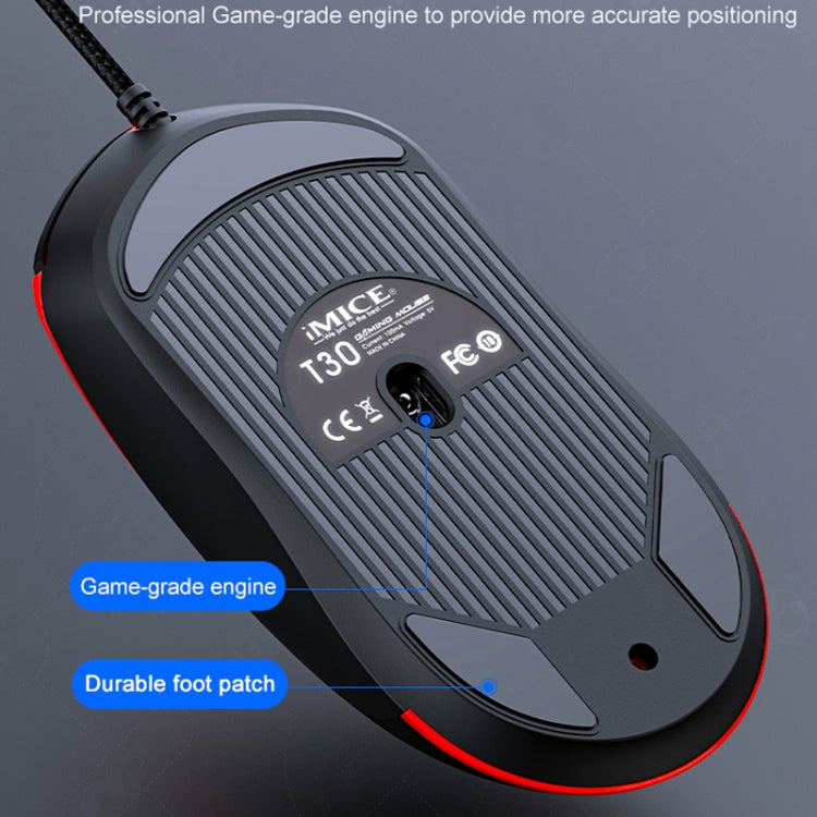 IMICE T30 Wired E-Sport Gaming Mouse Mouse 6D programmabile colorato luminoso LED, T30