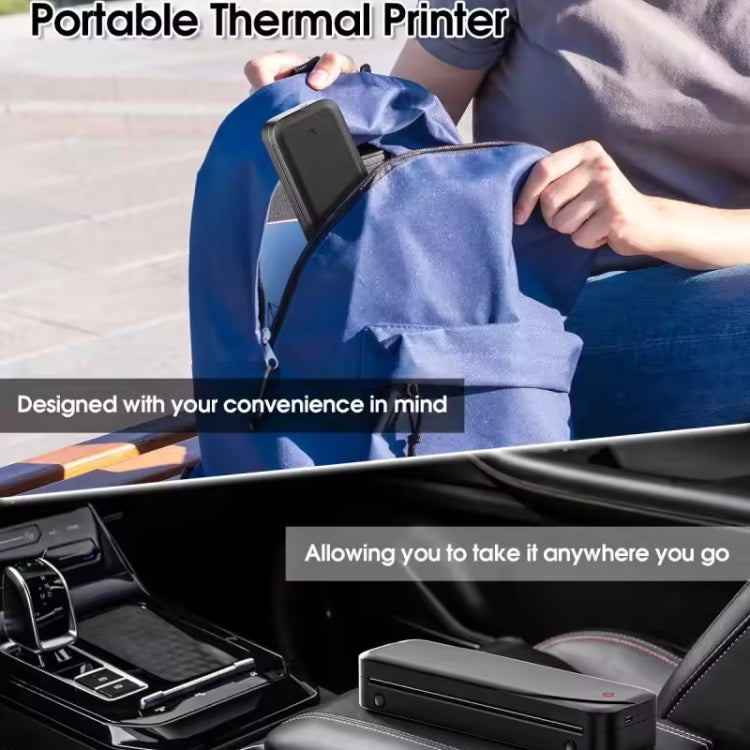 Phomemo M833 Stampante termica Bluetooth wireless da 300 dpi Supporta carta termica multiformato, Black, White