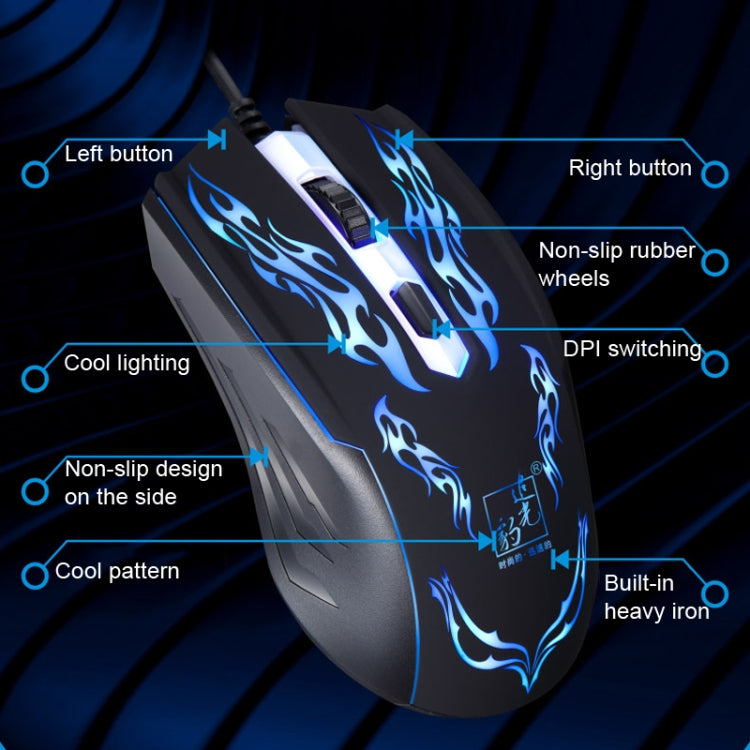 Mouse ottico cablato da gioco illuminato USB Chasing Leopard, 139
