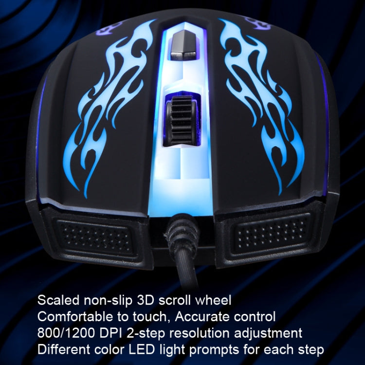 Mouse ottico cablato da gioco illuminato USB Chasing Leopard, 139