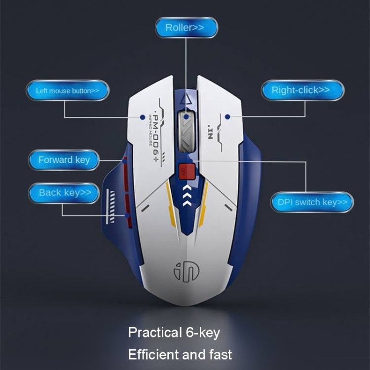 Mouse da gioco per ufficio con ricarica wireless Inphic M6P Mecha, F9 Mecha
