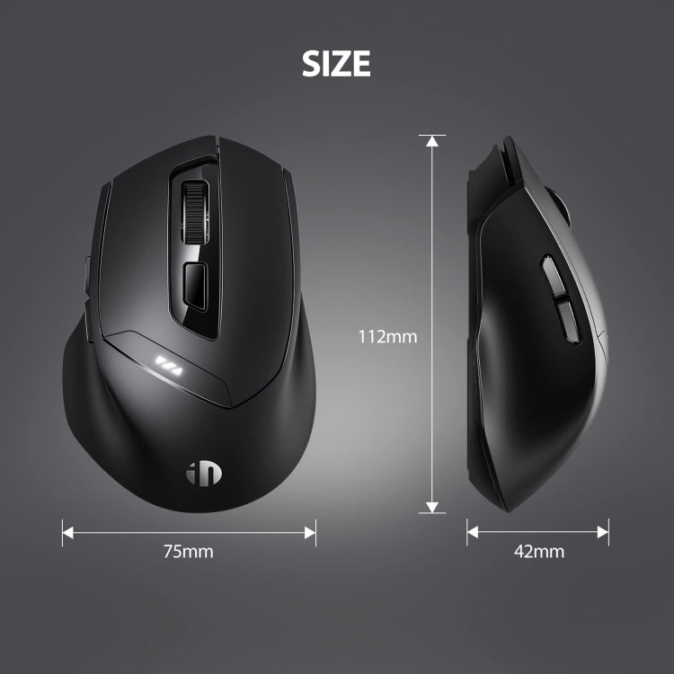Inphic DR01 Bluetooth 3 modalità mouse wireless ricarica silenziosa gioco da ufficio computer portatile uso domestico, DR01 (Black)