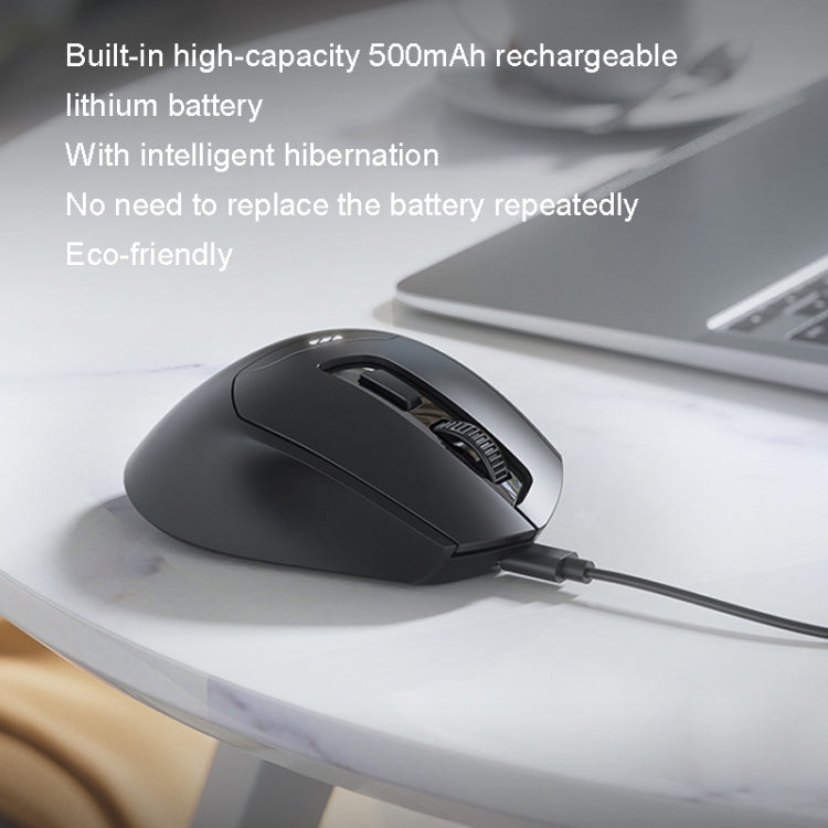 Inphic DR01 Bluetooth 3 modalità mouse wireless ricarica silenziosa gioco da ufficio computer portatile uso domestico, DR01 (Black)
