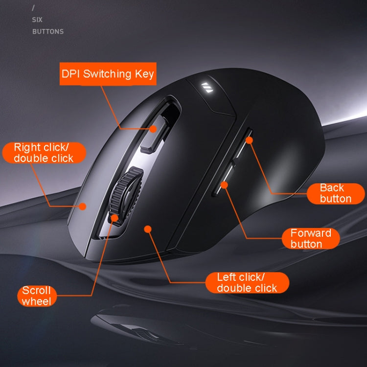 Inphic DR01 Bluetooth 3 modalità mouse wireless ricarica silenziosa gioco da ufficio computer portatile uso domestico, DR01 (Black)