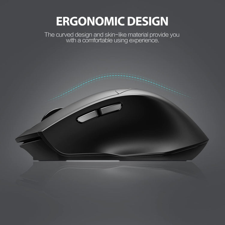 Inphic DR01 Bluetooth 3 modalità mouse wireless ricarica silenziosa gioco da ufficio computer portatile uso domestico, DR01 (Black)