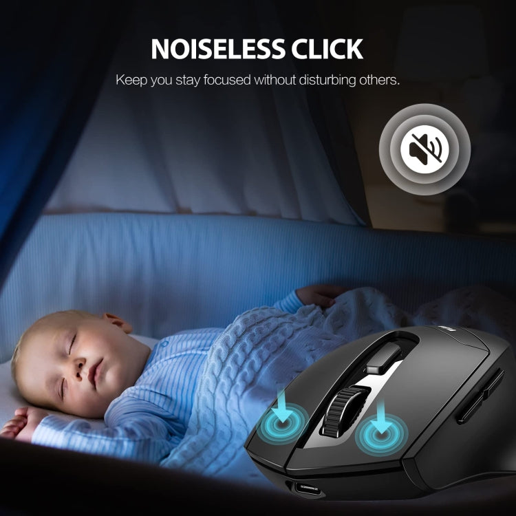 Inphic DR01 Bluetooth 3 modalità mouse wireless ricarica silenziosa gioco da ufficio computer portatile uso domestico, DR01 (Black)