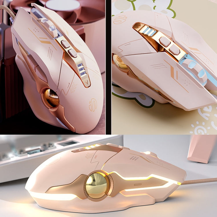 Inphic PW5 Mecha Wired Game Mouse Macro Definizione Luce Muta Mouse USB per computer da ufficio, PW5