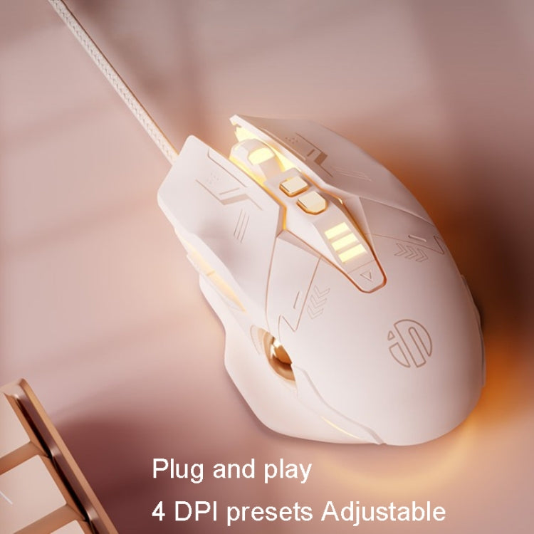 Inphic PW5 Mecha Wired Game Mouse Macro Definizione Luce Muta Mouse USB per computer da ufficio, PW5