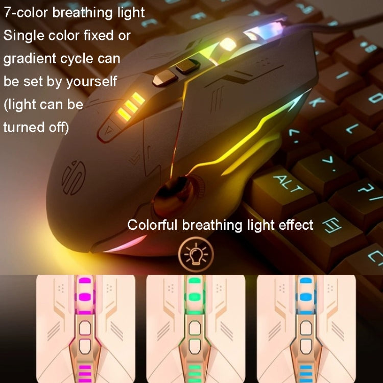 Inphic PW5 Mecha Wired Game Mouse Macro Definizione Luce Muta Mouse USB per computer da ufficio, PW5