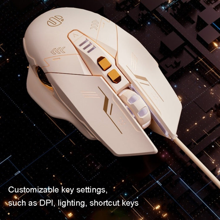 Inphic PW5 Mecha Wired Game Mouse Macro Definizione Luce Muta Mouse USB per computer da ufficio, PW5
