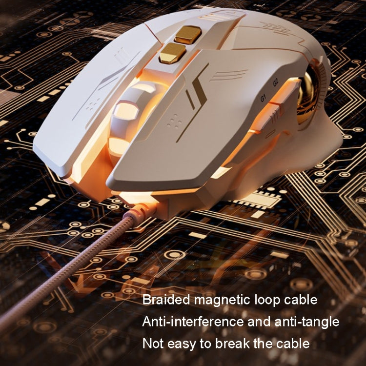 Inphic PW5 Mecha Wired Game Mouse Macro Definizione Luce Muta Mouse USB per computer da ufficio, PW5