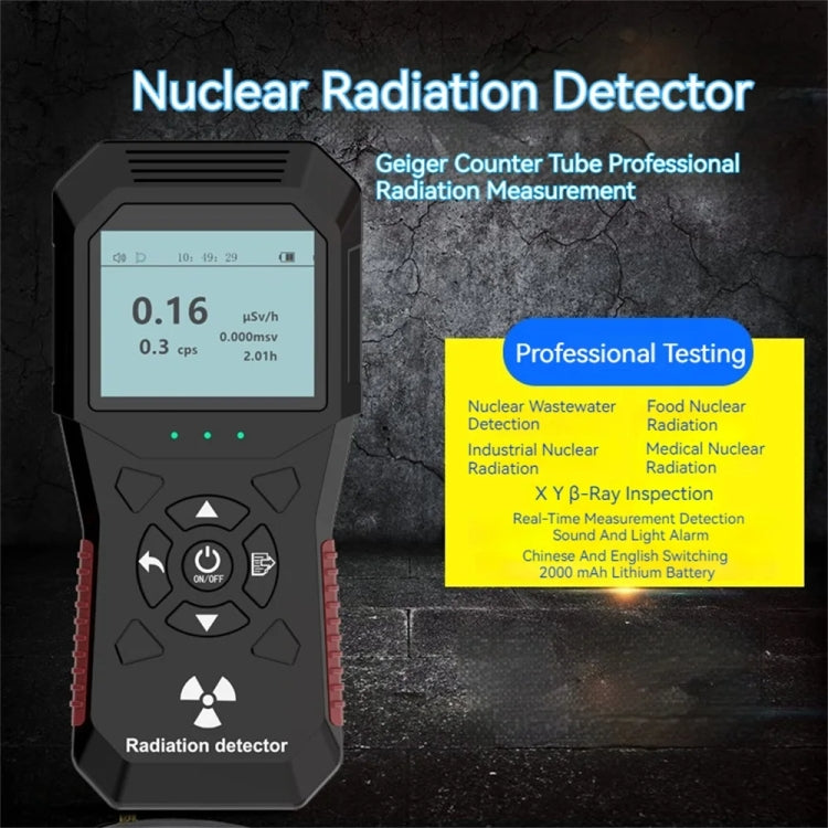 FY803 Misuratore di radiazioni a raggi X Alpha Beta Gamma Umidità Rilevatore di radiazioni nucleari Ricaricabile Grafico in tempo reale Geiger, FY803