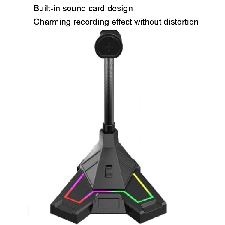 Microfono RGB Microfono per video vocale dal vivo per giochi domestici, USB, 3.5mm