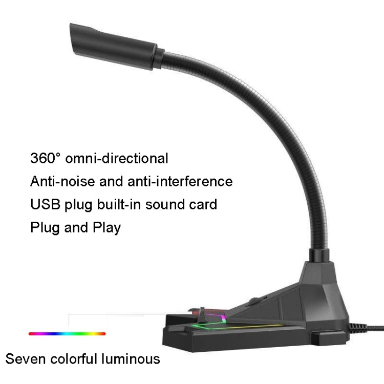 Microfono RGB Microfono per video vocale dal vivo per giochi domestici, USB, 3.5mm