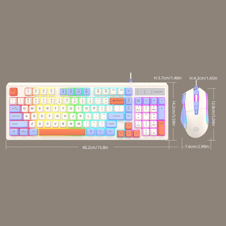 Tastiera K-Snake cablata per e-sport, mouse meccanico, tastiera per computer desktop a 98 tasti, Keyboard+Mouse (Blue), Keyboard+Mouse (Gray), Keyboard+Mouse (Pink), Single Keyboard (Blue), Single Keyboard (Pink), Single Keyboard (Gray)