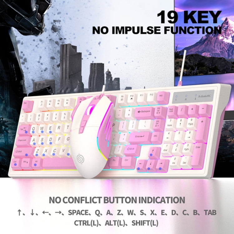 Tastiera K-Snake cablata per e-sport, mouse meccanico, tastiera per computer desktop a 98 tasti, Keyboard+Mouse (Blue), Keyboard+Mouse (Gray), Keyboard+Mouse (Pink), Single Keyboard (Blue), Single Keyboard (Pink), Single Keyboard (Gray)