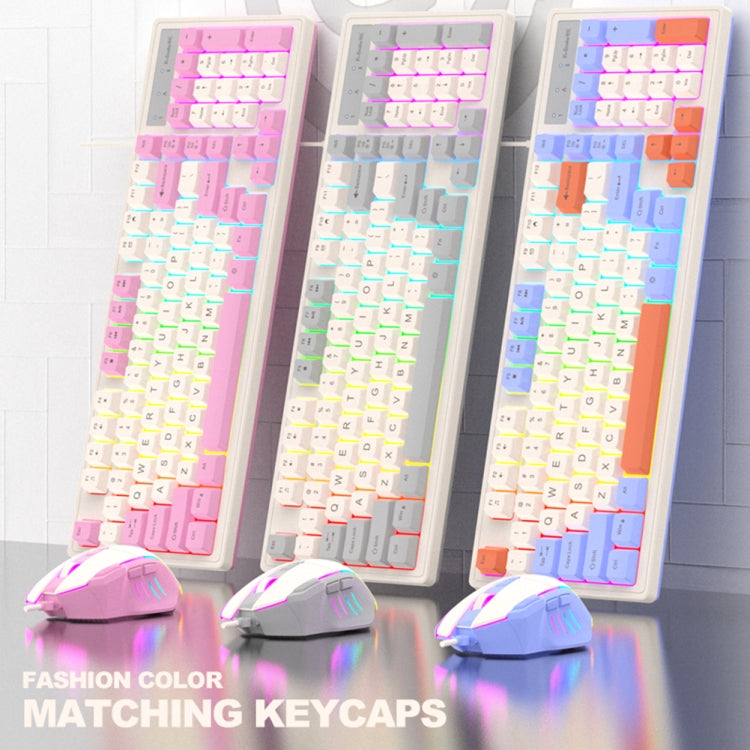 Tastiera K-Snake cablata per e-sport, mouse meccanico, tastiera per computer desktop a 98 tasti, Keyboard+Mouse (Blue), Keyboard+Mouse (Gray), Keyboard+Mouse (Pink), Single Keyboard (Blue), Single Keyboard (Pink), Single Keyboard (Gray)
