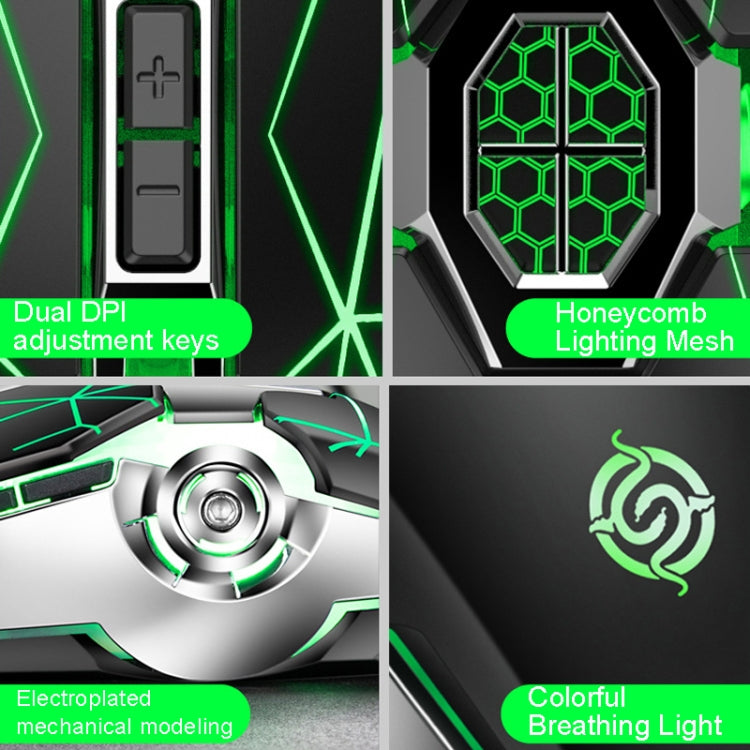 Mouse meccanico K-Snake Q7 Game cablato, illuminato a 7 colori, USB 4000 DPI, Q7 Scrub Black, Q7 Silver Gray, Q7 White
