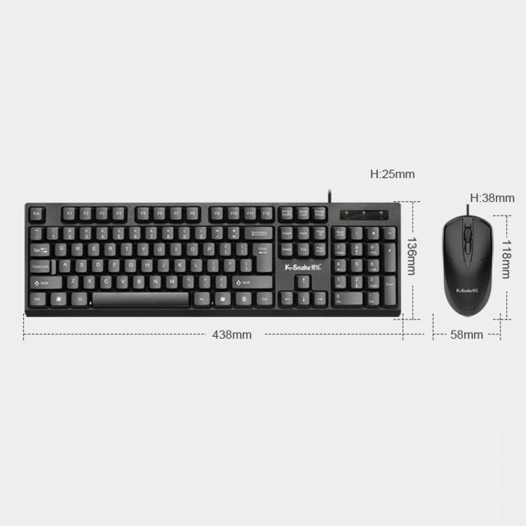 Set tastiera e mouse cablati K-Snake KM007 Tastiera per computer desktop, With Mouse, Without Mouse
