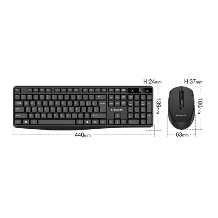 K-Snake WK800 Set tastiera mouse wireless 2.4G Computer da tavolo Notebook Business Office House Use, White, Black