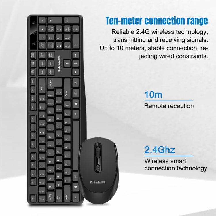 K-Snake WK800 Set tastiera mouse wireless 2.4G Computer da tavolo Notebook Business Office House Use, White, Black