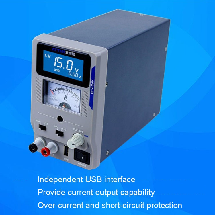 Alimentatore CC da laboratorio regolabile variabile digitale USB per riparazione mobile, spina europea, ATTEN APS22-5A 22V 5A, ATTEN APS15-3A 15V 3A