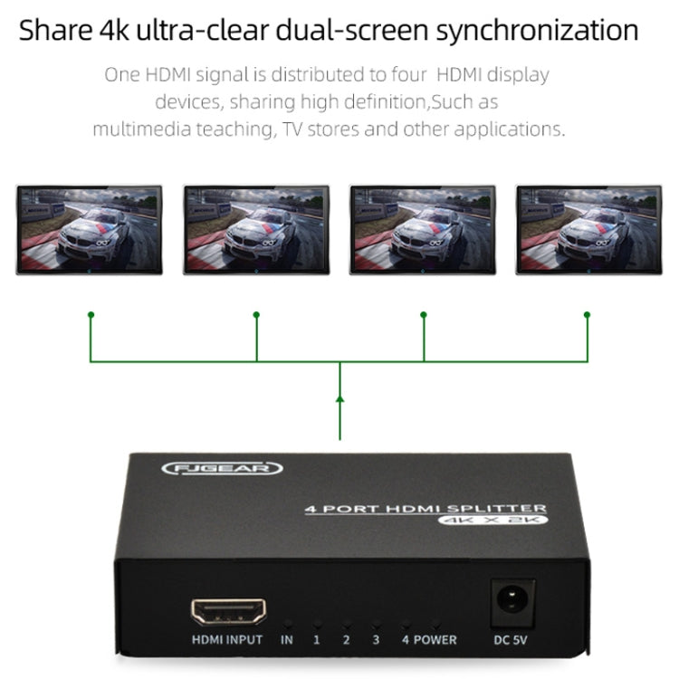 Splitter audio/video HD FJGEAR FJ-SM4K104 HDMI 1 in 4