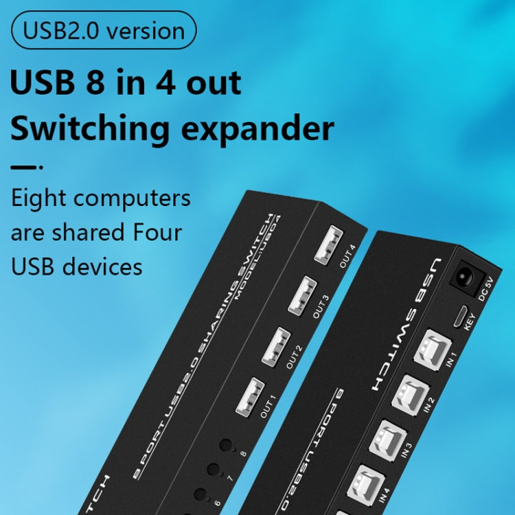 FJGEAR FJ-U804 Estensore per switch di condivisione USB 2.0 8 ingressi 4 uscite, FJ-U804
