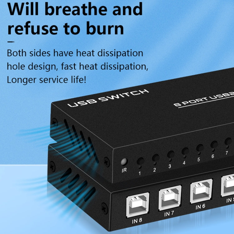 FJGEAR FJ-U804 Estensore per switch di condivisione USB 2.0 8 ingressi 4 uscite, FJ-U804