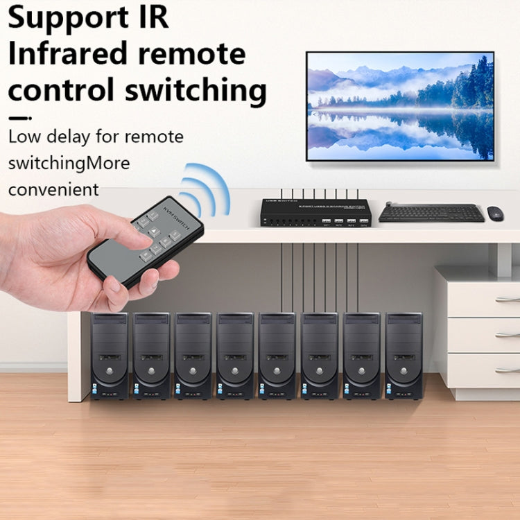 FJGEAR FJ-U804 Estensore per switch di condivisione USB 2.0 8 ingressi 4 uscite, FJ-U804